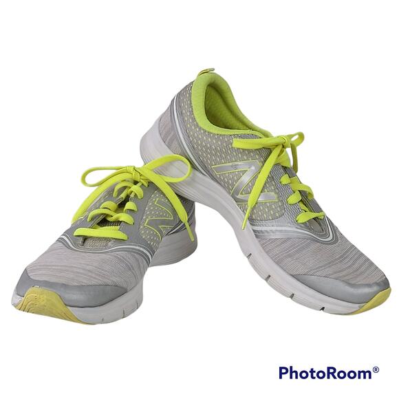 New Balance lace up sneakers gray neon green, EUC, size 9 - Picture 1 of 7